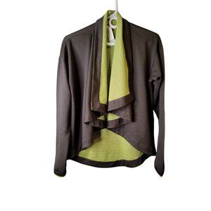 Fabletics XS Women's Top Burnside Shrug Citron Green Gray Open